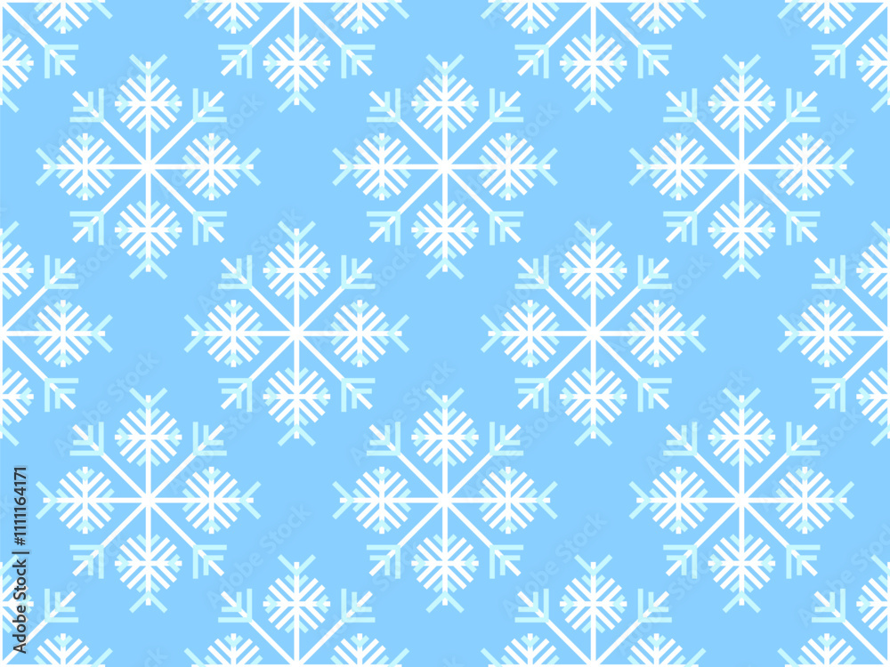Snowflakes seamless pattern. Winter background with geometric snowflakes of different shapes. Christmas and New Year design for wrapper, banner, and poster. Vector illustration Snowflakes seamless pattern. Winter background with geometric snowflakes of different shapes. Christmas and New Year design for wrapper, banner, and poster. Vector illustration