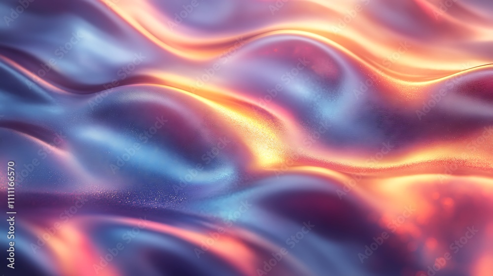 A layered holographic design with abstract metallic waves and vibrant color accents A layered holographic design with abstract metallic waves and vibrant color accents
