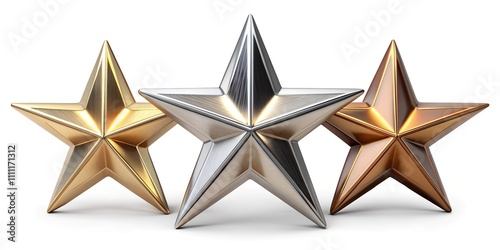 3d gold stars on white background