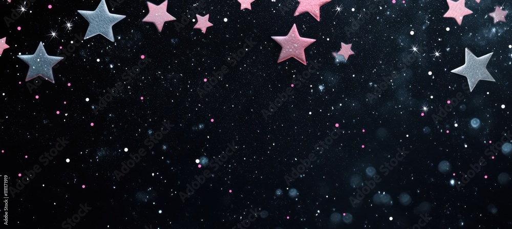 Fototapeta premium Starry Night Background with Glowing Stars
