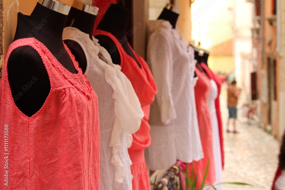 Obraz premium Clothes display in old town
