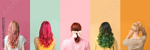 Set of beautiful young wome...