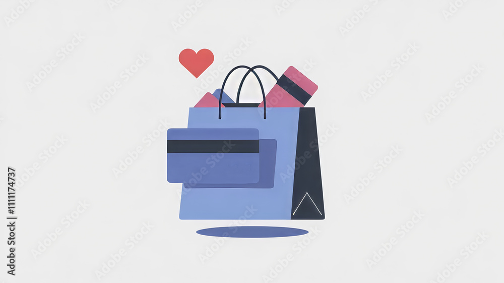 a digital shopping bag with a credit card a digital shopping bag with a credit card