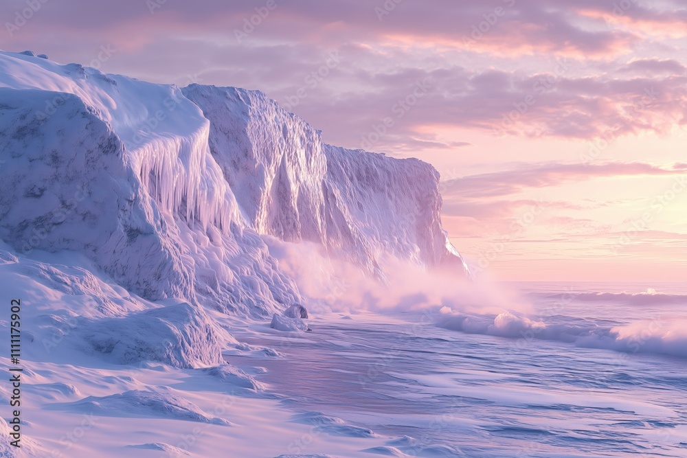 custom made wallpaper toronto digitalIcy coast with snow-covered cliffs and gentle waves