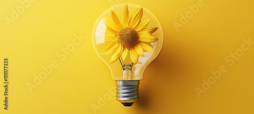 Yellow flower in bulb on yellow background . photo