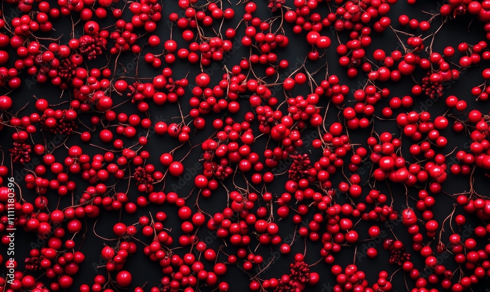 Festive Christmas background adorned with vibrant red berries, perfect for holiday-themed designs Festive Christmas background adorned with vibrant red berries, perfect for holiday-themed designs