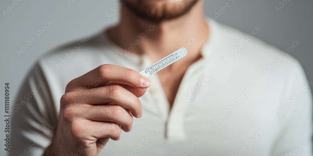 A man holding a small test tube in his hand. The image showcases a modern and clean aesthetic. Ideal for themes of science, health, and laboratory exploration. Capture curiosity and innovation. AI A man holding a small test tube in his hand. The image showcases a modern and clean aesthetic. Ideal for themes of science, health, and laboratory exploration. Capture curiosity and innovation. AI