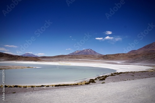 marvellous crystal blue lake in the andes photo