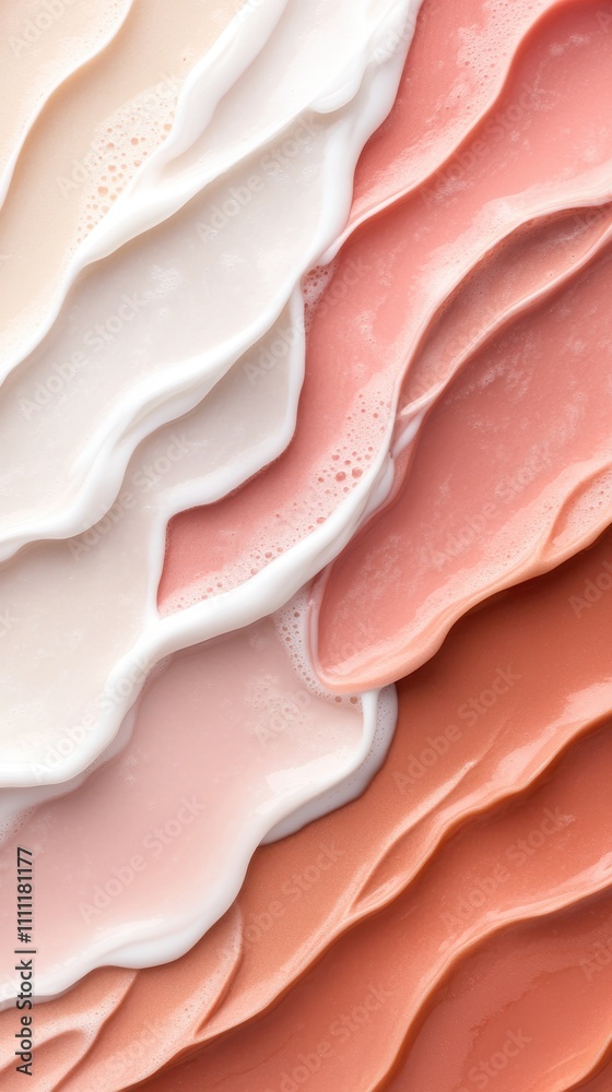 Layers of creamy textures ranging from white to terracotta hues, artistically arranged to create an abstract yet harmonious visual experience for the viewer. Layers of creamy textures ranging from white to terracotta hues, artistically arranged to create an abstract yet harmonious visual experience for the viewer.