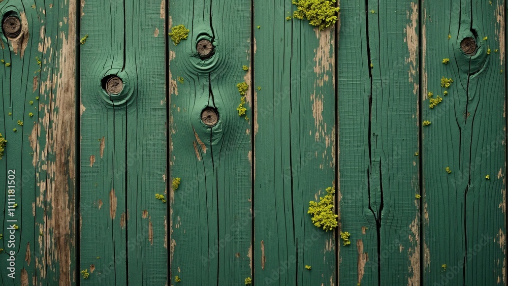 Weathered Green Barn Wood, Wormholes, Sun-Bleached Texture Weathered Green Barn Wood, Wormholes, Sun-Bleached Texture