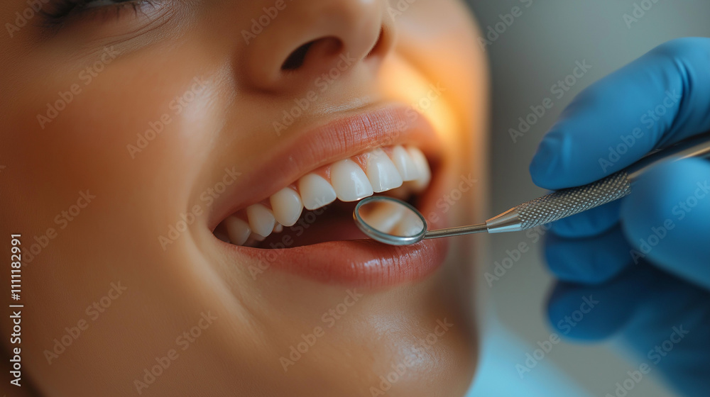Obraz premium Dentist conducts medical examination of patient teeth