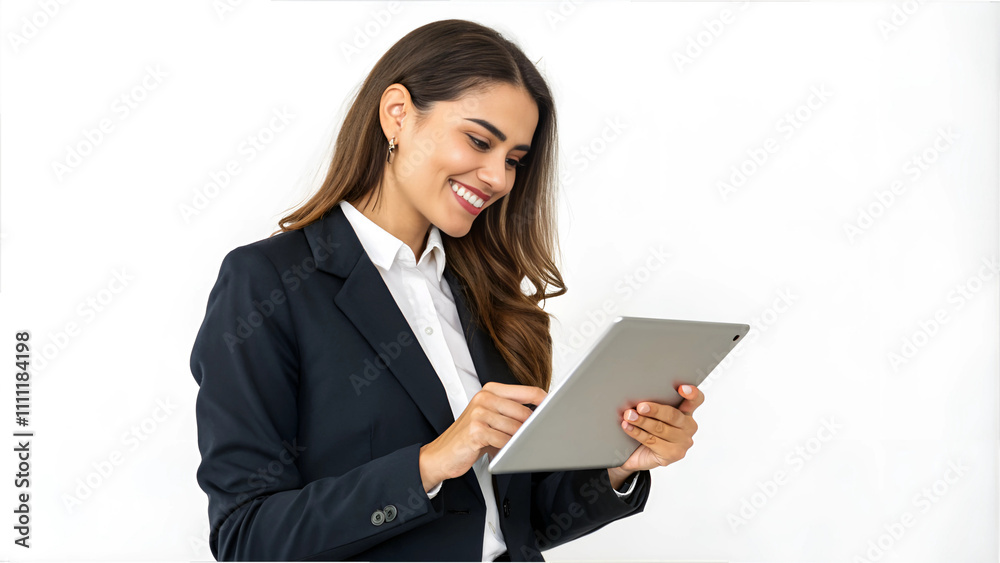 Happy Businesswoman Holding a Tablet Happy Businesswoman Holding a Tablet