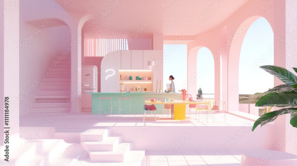 Retro Futurism: A vivid Y2K-inspired dining space with colorful table, quirky decor, and ambient lighting | Ultra-Detailed Photorealistic Image Retro Futurism: A vivid Y2K-inspired dining space with colorful table, quirky decor, and ambient lighting | Ultra-Detailed Photorealistic Image