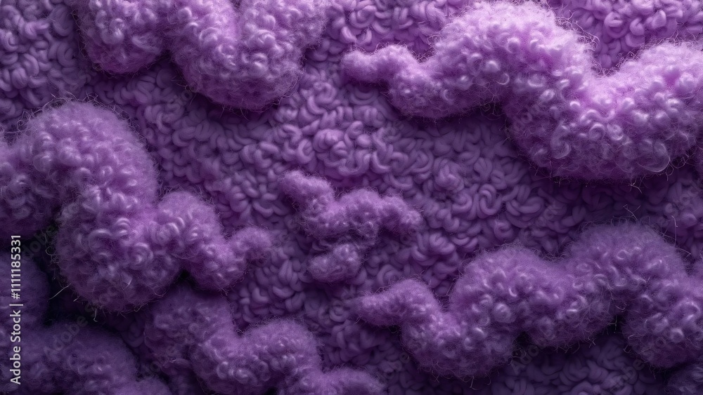 Purple Lamb's Wool Texture, Soft, Fluffy Curls Purple Lamb's Wool Texture, Soft, Fluffy Curls