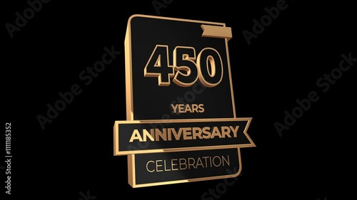 450 years, 450th anniversary logo, loop, looped video in 3D Gold with Alpha channel,  isolated transparent background photo