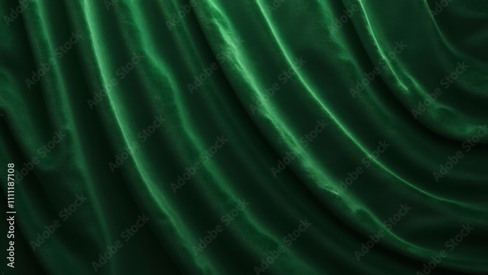 Fototapeta premium Luxurious Green Velvet Drape, Rich Texture and Deep Pile