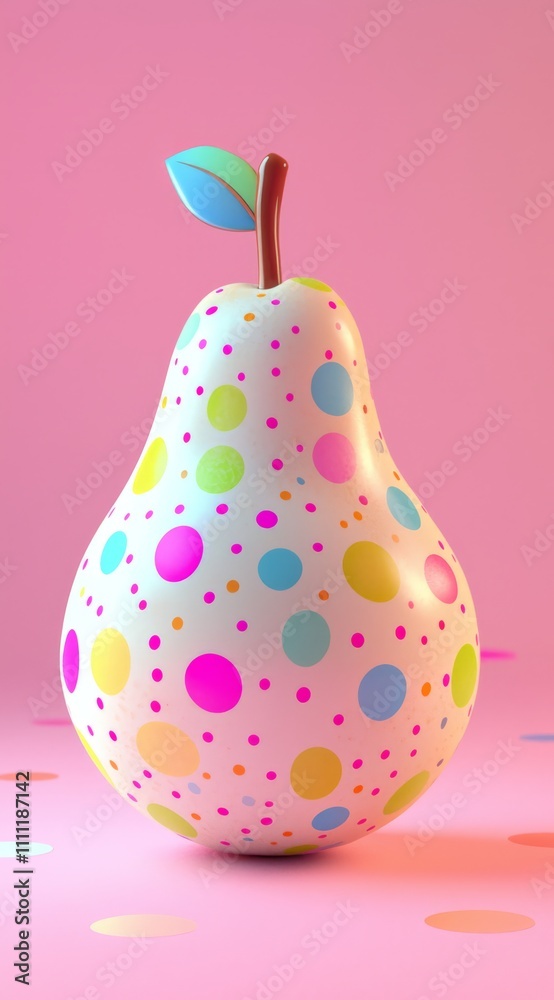 This pear showcases a stunning arrangement of colorful dots set against a pink background, embodying a sense of fun and creativity in modern art. This pear showcases a stunning arrangement of colorful dots set against a pink background, embodying a sense of fun and creativity in modern art.