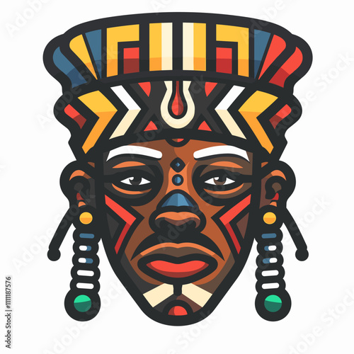 Colorful face of African American man, vector illustration