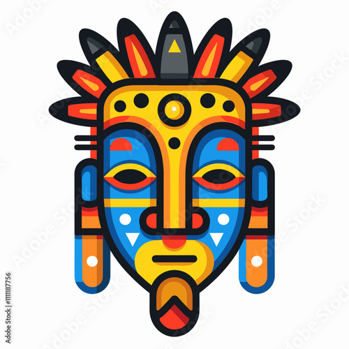 Tribal mask. Vector illustration in flat style. Ethnic totem