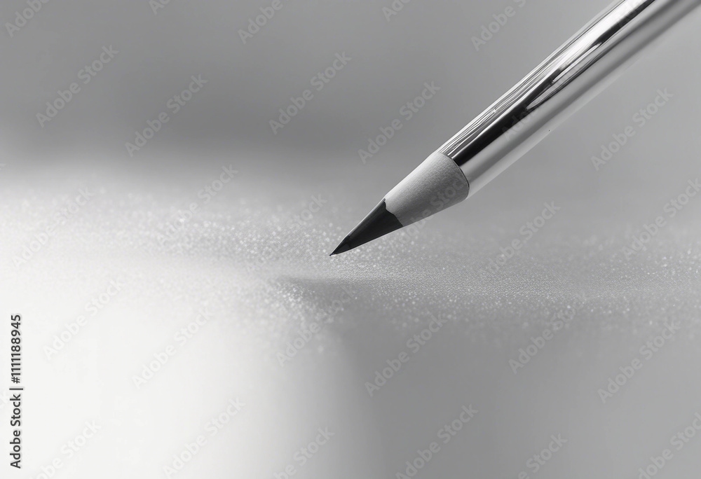A bright silver pencil symbolizing preparation and new beginnings isolated on white background A bright silver pencil symbolizing preparation and new beginnings isolated on white background