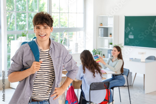 Male teenage student with b...
