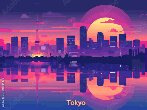 Tokyo City Beautiful Vector Illustration for Postcards, Web Sites and Your Design.