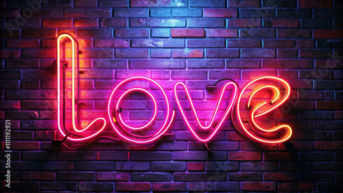 Electric Pink Neon Love Sign photo