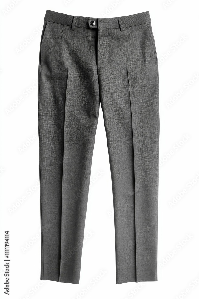 Gray textured trousers, flat lay, isolated. Gray textured trousers, flat lay, isolated.