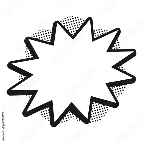 Blank template for black and white comic book style text callout box vector illustration