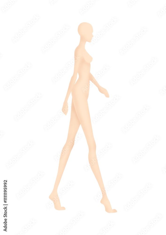 Fashion figure template side view | Colored artistic croqui Fashion figure template side view | Colored artistic croqui