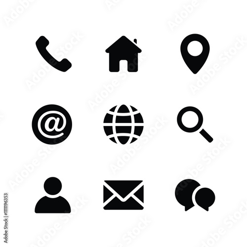 Contact icon vector set. Communication icon set design. contact us Icon bundle