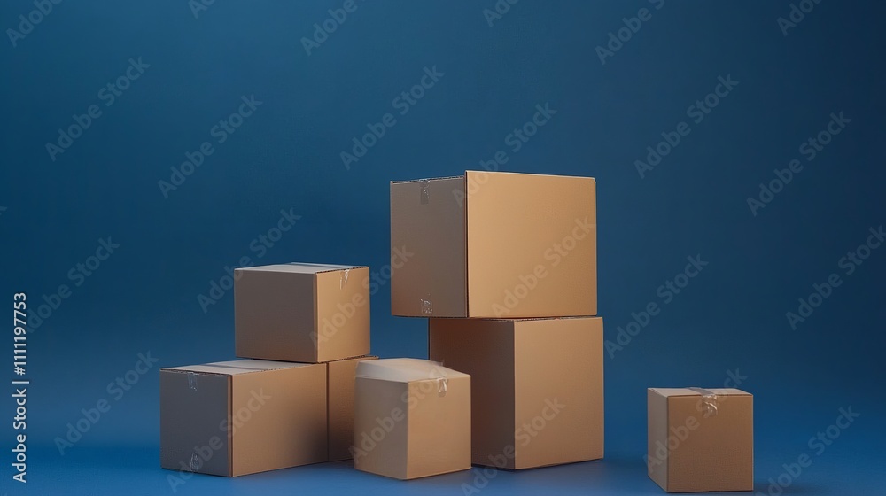 A neat arrangement of cardboard boxes for industry-specific designs such as logistics, transportation, or storage solutions A neat arrangement of cardboard boxes for industry-specific designs such as logistics, transportation, or storage solutions