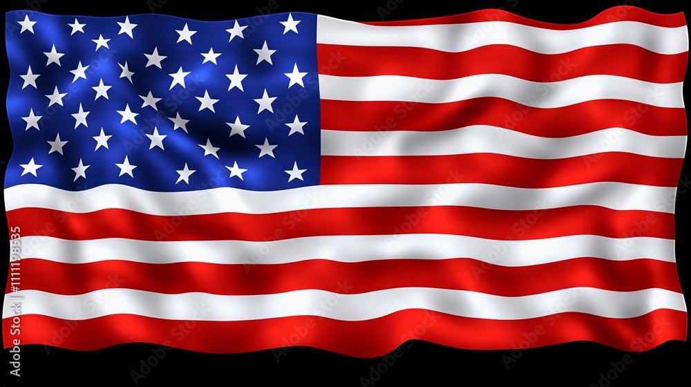 Obraz premium United States flag waving gracefully in the wind under clear blue sky