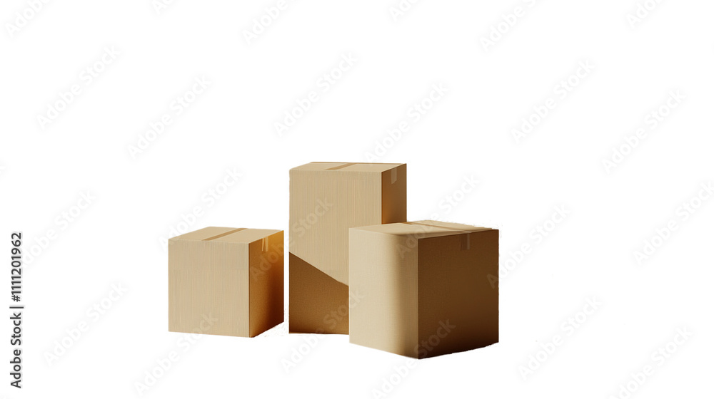 Obraz premium A neat arrangement of cardboard boxes for industry-specific designs such as logistics, transportation, or storage solutions