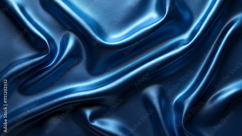 Obraz premium Futuristic Metallic Fabric, Shimmering Blue Silk Texture