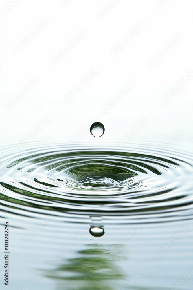 Water droplet impacting surface, creating concentric ripples. Water droplet impacting surface, creating concentric ripples.
