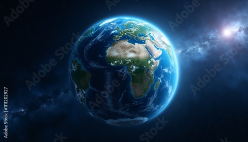 Beautiful view of Earth from space highlighting Africa and Europe