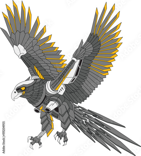 a illustration eagle with mecha style	
 photo