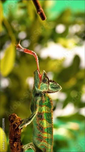 chameleon catching an insect with its tongue