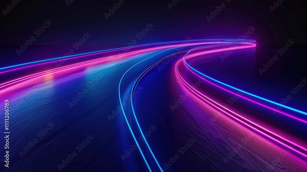 Futuristic purple neon light trails black background, bright glowing lines Futuristic purple neon light trails black background, bright glowing lines