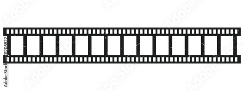 Vector film reel strip: vintage slide frames with a grunge texture. Vector illustration.