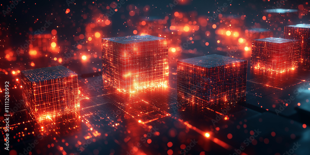 Futuristic Glowing Cubes
Dynamic composition of glowing cubes with futuristic lighting and digital aesthetics Futuristic Glowing Cubes
Dynamic composition of glowing cubes with futuristic lighting and digital aesthetics