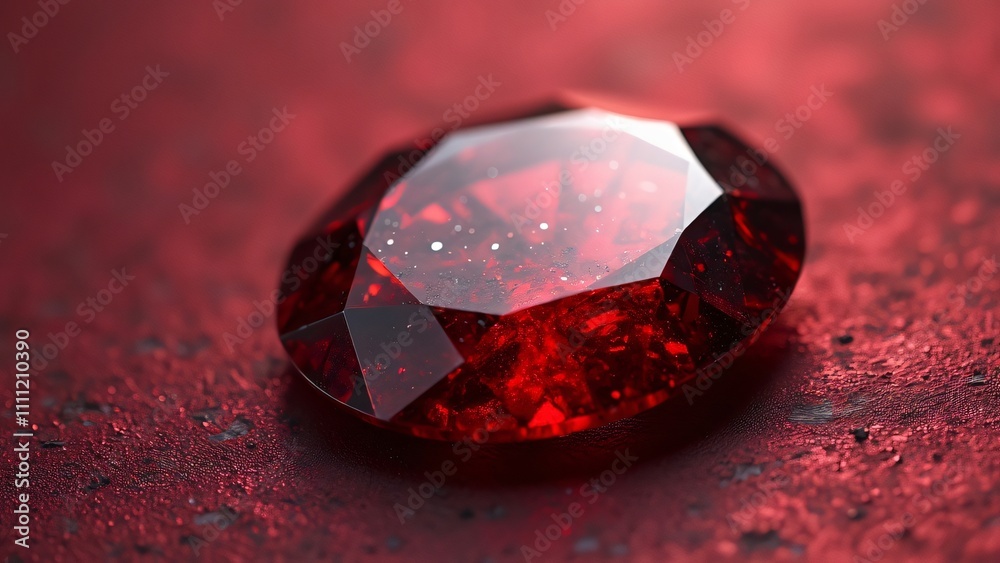 Close-up of Red Alexandrite Gemstone, Color-Changing Effect, Green-Red Hues Close-up of Red Alexandrite Gemstone, Color-Changing Effect, Green-Red Hues