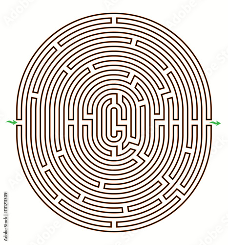 Labyrinth vector ellipse shape. Maze (labyrinth) game illustration.