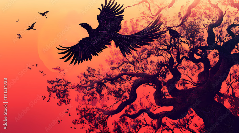 Phoenix silhouette. Phoenix. Illustration Phoenix silhouette. Phoenix. Illustration