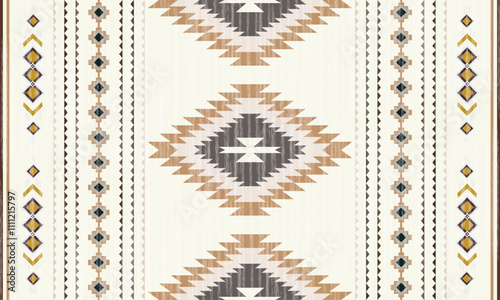 Navajo tribal vector seamless pattern. Native American ornament. Ethnic South Western decor style. Boho geometric ornament. Vector seamless pattern. Mexican blanket, rug. Woven carpet illustration