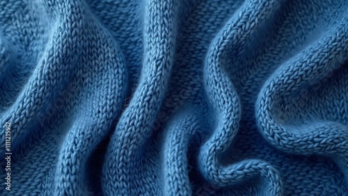 Luxurious Blue Cashmere Sweater Texture, Soft, Fluffy Fibers & Delicate Knit