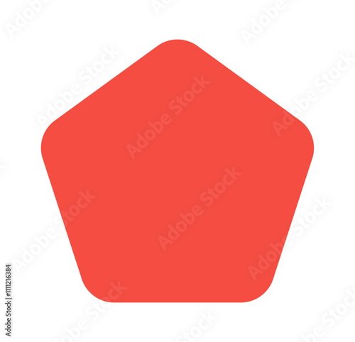 Red rounded corner pentagon shape