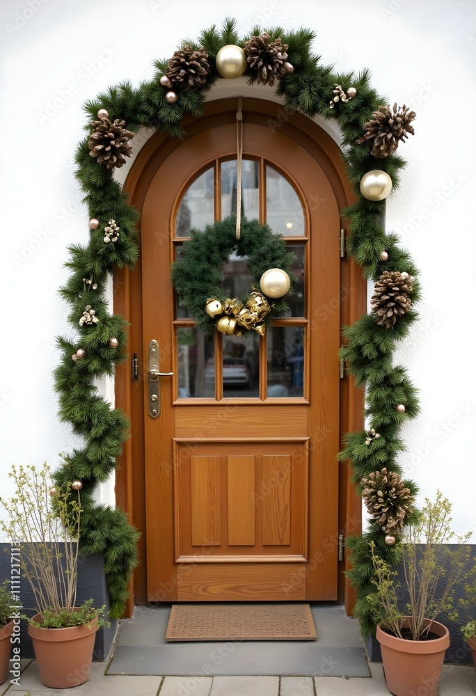 Fototapeta premium Classic Christmas Door Decor