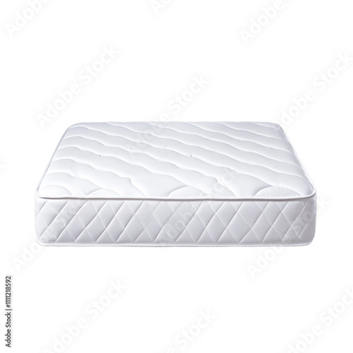 Comfortable white mattress with detailed texture on a transparent background